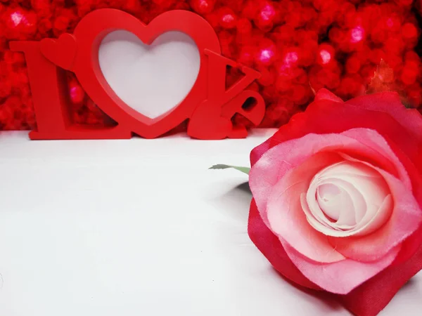 Love Valentine Day Hearts Rose Flower Background — Stock Photo, Image