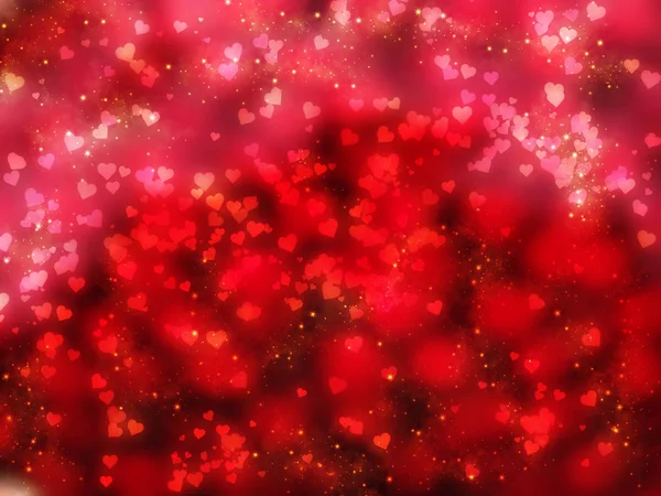 Abstrakt Bakgrund Kärlek Färgglada Röda Rosa Suddar Med Glänsande Hjärtan — Stockfoto