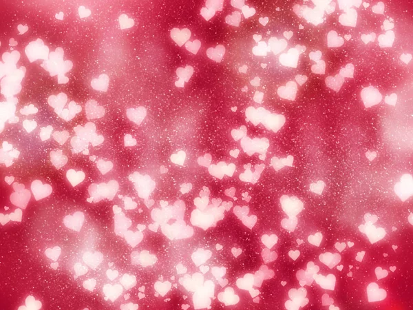 Fond Abstrait Amour Coloré Rouge Brouille Avec Des Cœurs Brillants — Photo