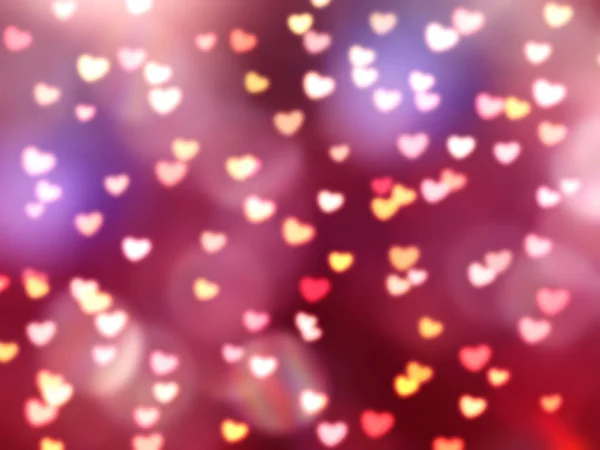 Abstrato Fundo Amor Colorido Vermelho Borrões Com Corações Brilhantes — Fotografia de Stock