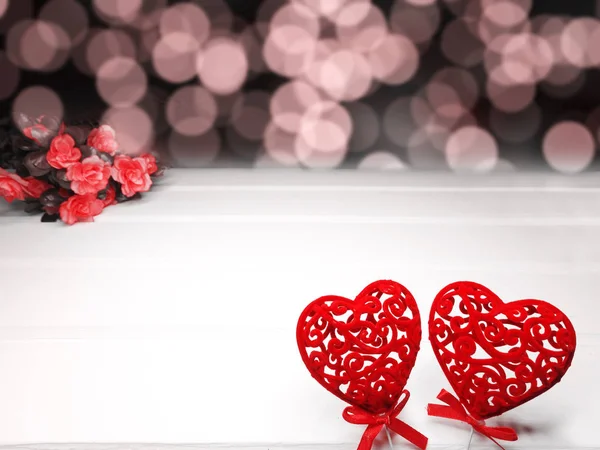 Corazones y rosa flor fondo día de San Valentín amor — Foto de Stock