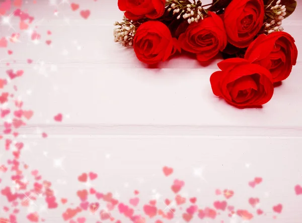 Hearts and rose flower background valentine's day love — Stock Photo, Image