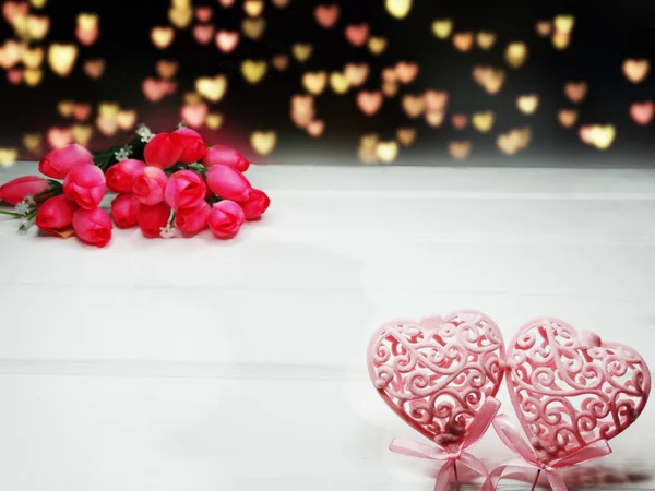 Coeur et tulipes fond de fleur Saint Valentin amour — Photo