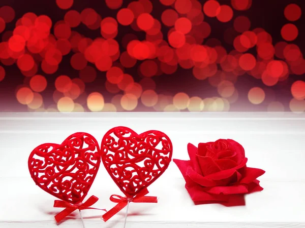 Hearts and rose flower background valentine's day love — Stock Photo, Image