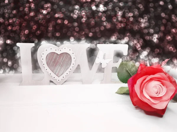 Hearts and rose flower background valentine's day love — Stock Photo, Image