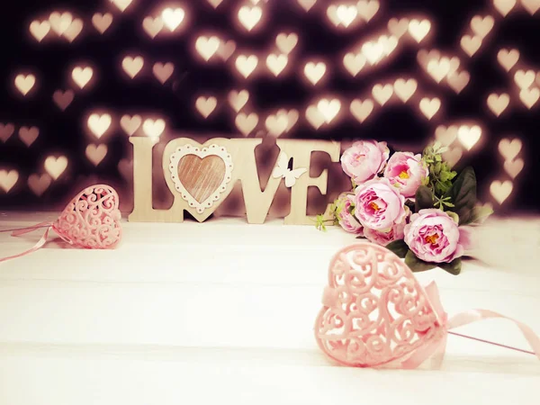 Herzen und Rose Blume Hintergrund Valentinstag Liebe — Stockfoto