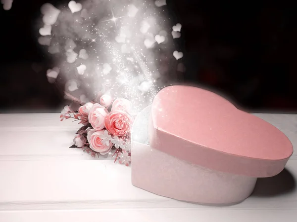 Celebracja dzień karta miłość ofiara pudełko serce valentine wakacje — Zdjęcie stockowe