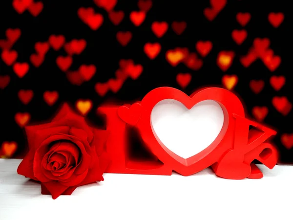Corazones y rosa flor fondo día de San Valentín amor — Foto de Stock