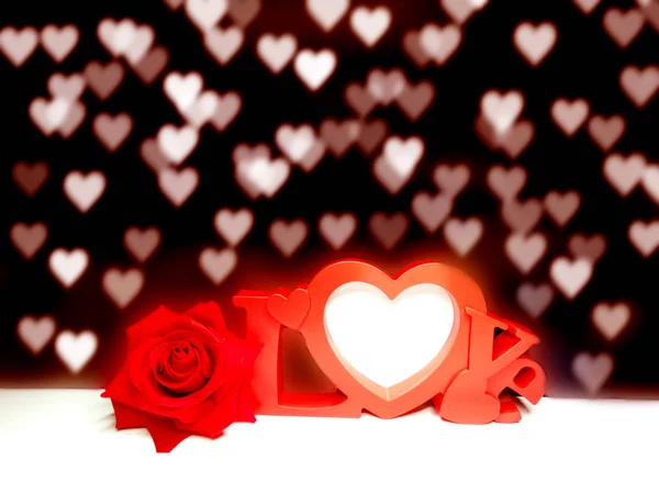 Srdce a růžové květy pozadí Valentýnská láska — Stock fotografie