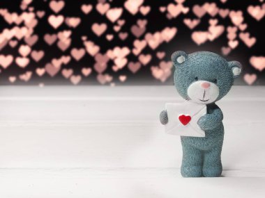 oyuncak ayı ve kalpleri Sevgililer günü kompozisyon 