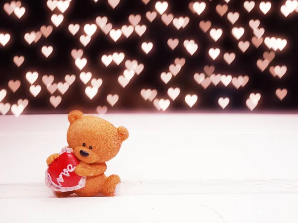 Valentinstag Komposition aus Teddybär und Herzen — Stockfoto