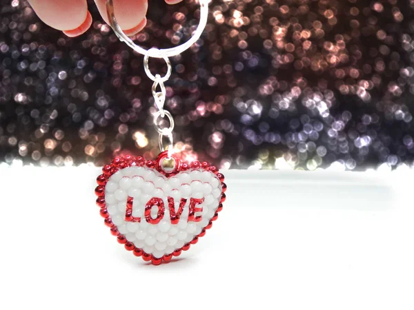 Aftelkalender voor Valentijnsdag liefde vakantie concept hart op abstract wazig b — Stockfoto
