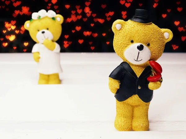 Casamento cartão de presente de pelúcia ursos noiva de noiva — Fotografia de Stock