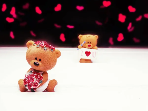 Casamento cartão de presente de pelúcia ursos noiva de noiva — Fotografia de Stock
