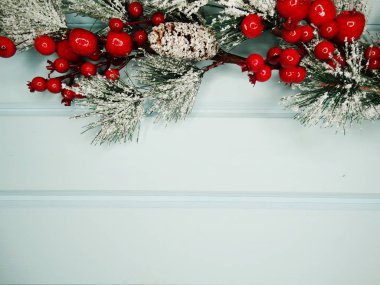 kar koni kış çilek ile Noel köknar ağacı şube