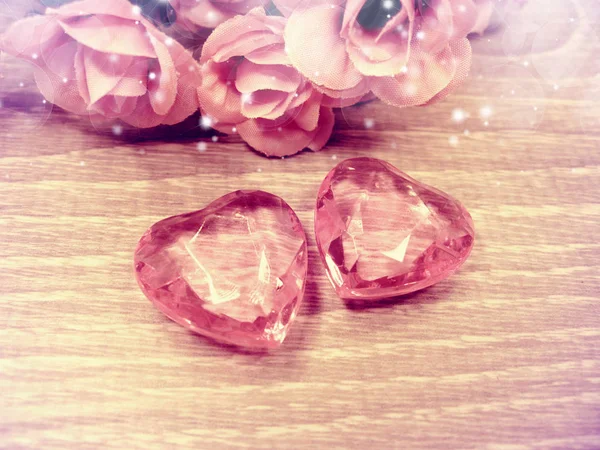 Cristal gema corazones rosas ramo día de San Valentín amor vacaciones co — Foto de Stock