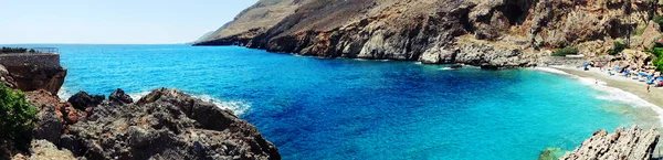 Panorama blue lagoon coast landscape in thw mediterranean sea on — Stock Photo, Image