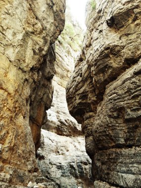 Girit ıslan üzerinde yüksek dağlar ve çam ormanı manzara Gorge