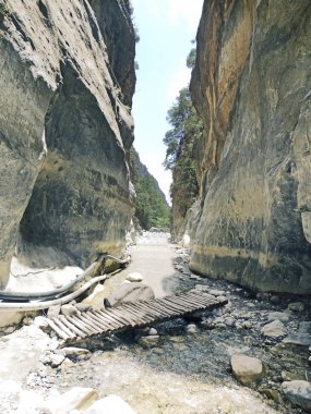 Girit ıslan üzerinde yüksek dağlar ve çam ormanı manzara Gorge