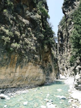 Girit ıslan üzerinde yüksek dağlar ve çam ormanı manzara Gorge