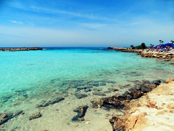 Plage côte paysage mer Méditerranée Chypre île — Photo