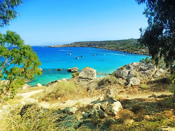 Strand Küste Landschaft Mittelmeer Meer Zypern Insel — Stockfoto