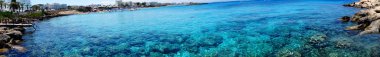 plaj sahil peyzaj Akdeniz deniz Kıbrıs adalar Panoraması