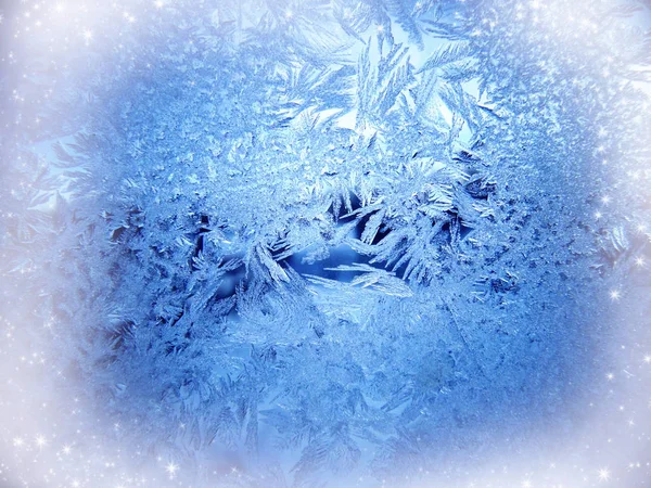 Winter background snowflakes abstract texture frozen ice pattern — Stock Photo, Image