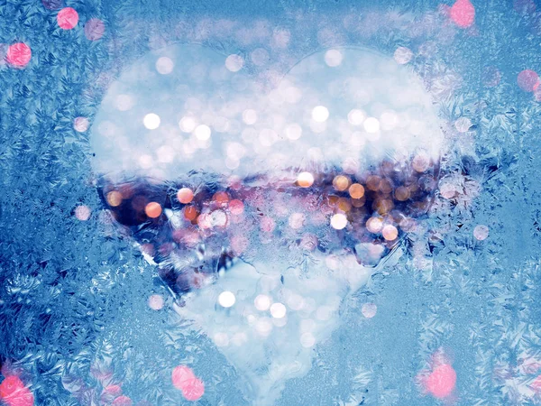 Kerst Winter achtergrond sneeuwvlokken abstracte textuur bevroren ik — Stockfoto