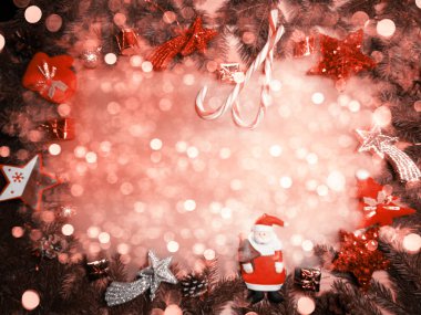 çelenk ışıkları ile parlak arka plan üzerinde noel dekorasyon