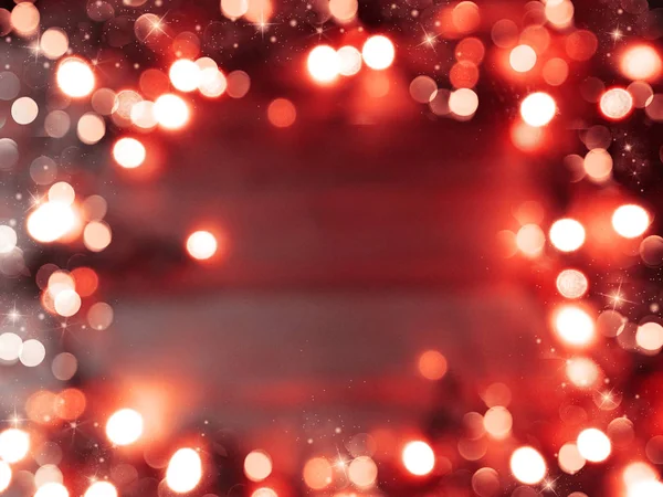 Abstrakte rote Hintergrund weich verschwommen Weihnachtsbeleuchtung Girlande — Stockfoto