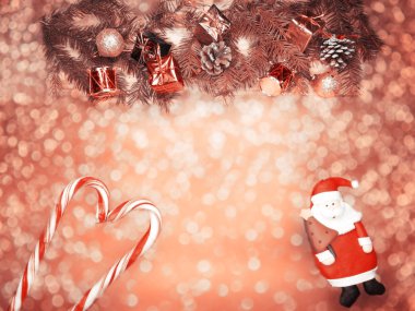 çelenk ligh ile parlak arka plan üzerinde noel santa dekorasyon