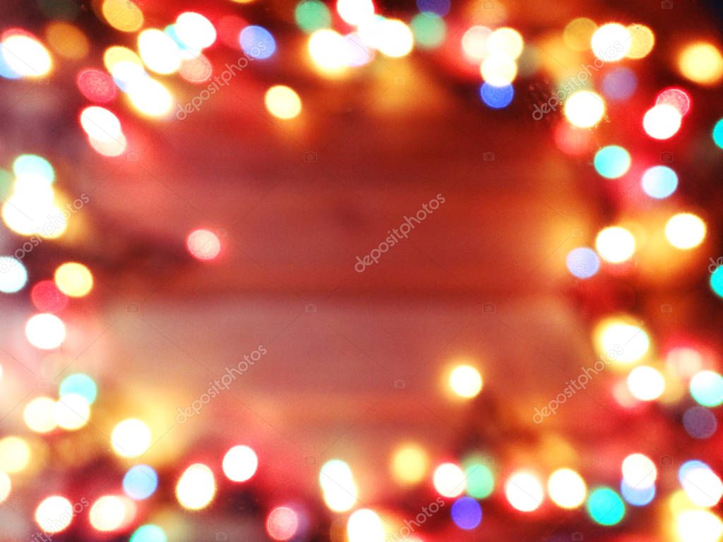 abstract background soft blurred christmas lights garland