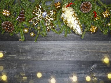 köknar dalları dekor ve kar ile kış arka plan