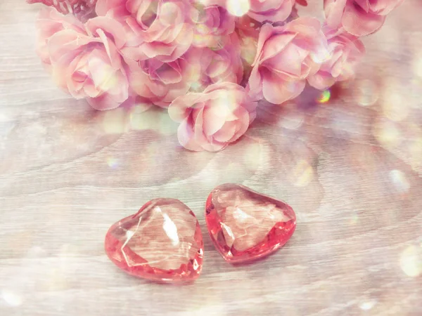 Cristallo gemma cuori rose bouquet San Valentino amore vacanza co — Foto Stock