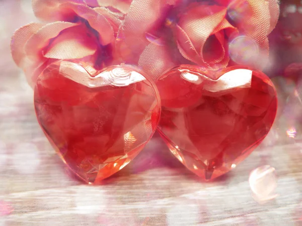 Crystal gem hart rozen boeket Valentijnsdag liefde vakantie co — Stockfoto
