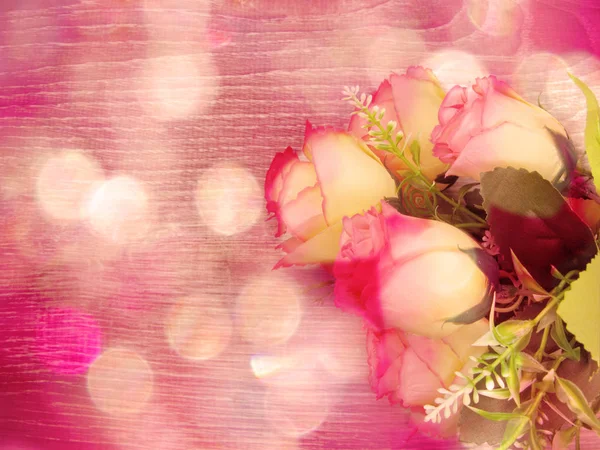 Růže na pozadí s rozostřením svatebních valentinek denní dovolená CA — Stock fotografie