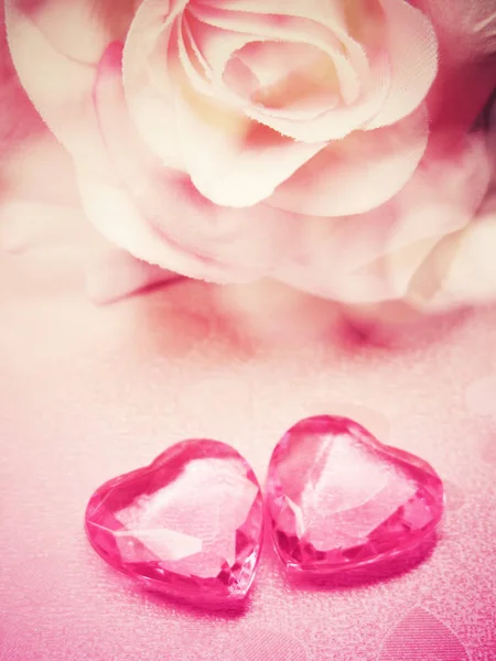 Crystal gem hart rozen boeket Valentijnsdag liefde vakantie co — Stockfoto