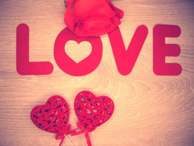 aşk kelime ve gül çiçek arka plan Sevgililer günü 