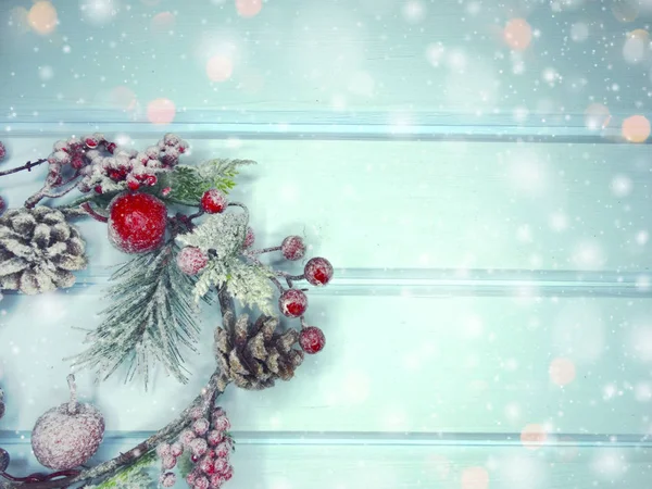 köknar dalları konileri ve kar ile kış arka plan