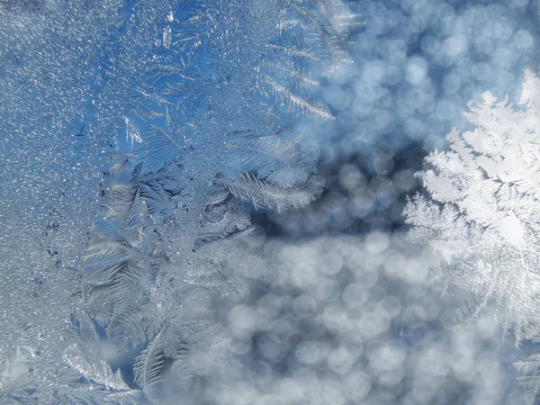 Winter background with snowflakes patterns and snow — Stock Photo, Image