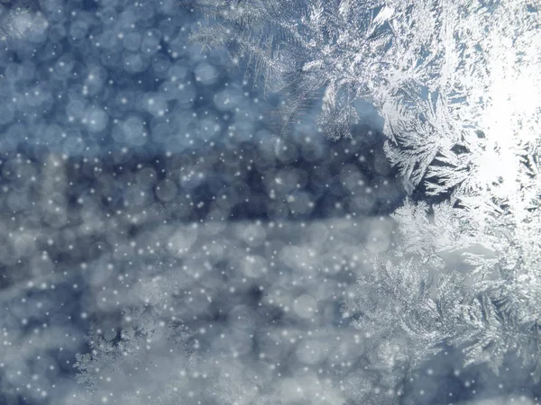 冬季背景与雪花图案和雪 — 图库照片
