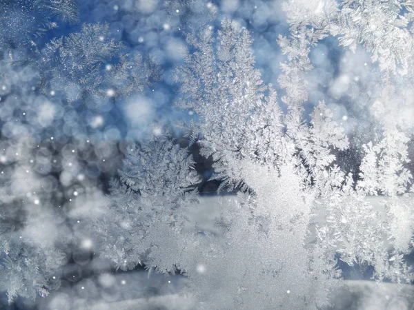Winter Hintergrund mit Schneeflocken Muster und Schnee — Stockfoto