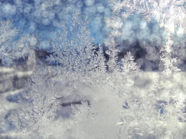 Fundo de inverno com padrões de flocos de neve e neve — Fotografia de Stock