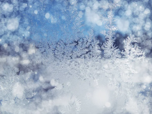 Winter background with snowflakes patterns and snow — Stock Photo, Image