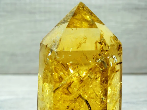 Citrino gemma cristallo quarzo minerale sfondo geologico — Foto Stock