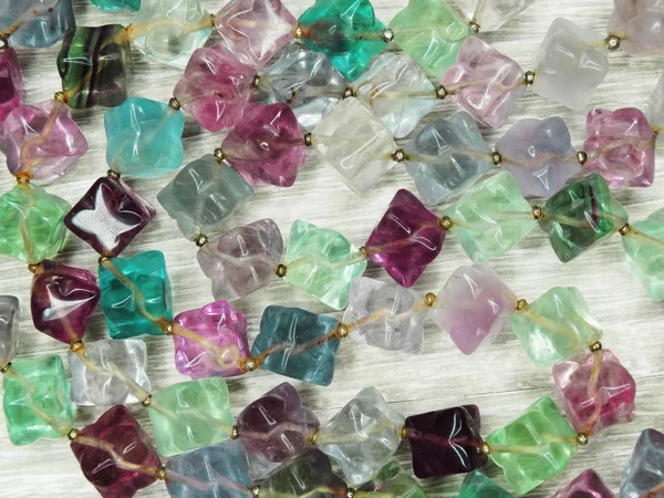 Jewelry beads with fluorite semigem bright crystals luxury fashi — Stock Photo, Image