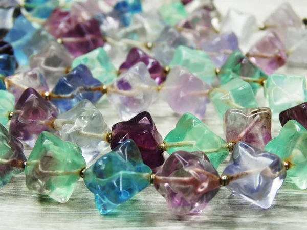 Jewelry beads with fluorite semigem bright crystals luxury fashi — Stock Photo, Image