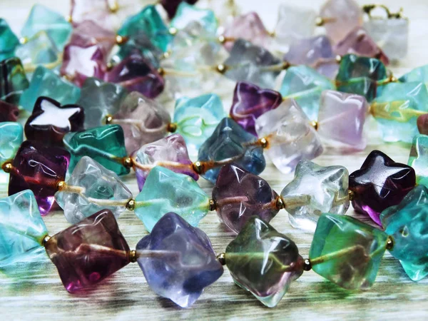 Perles de bijoux avec semigem fluorite cristaux brillants fashi de luxe — Photo