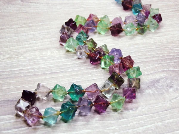 Jewelry beads with fluorite semigem bright crystals luxury fashi — Stock Photo, Image